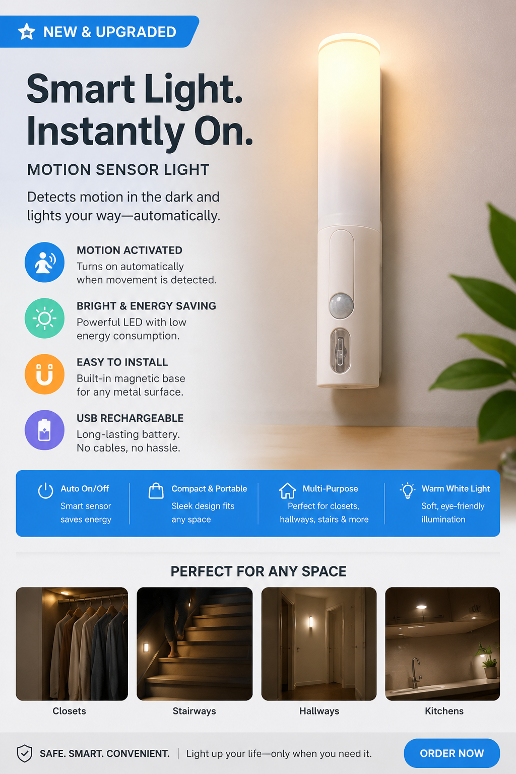 GlowSense™ Rechargeable Motion Sensor Light Bar