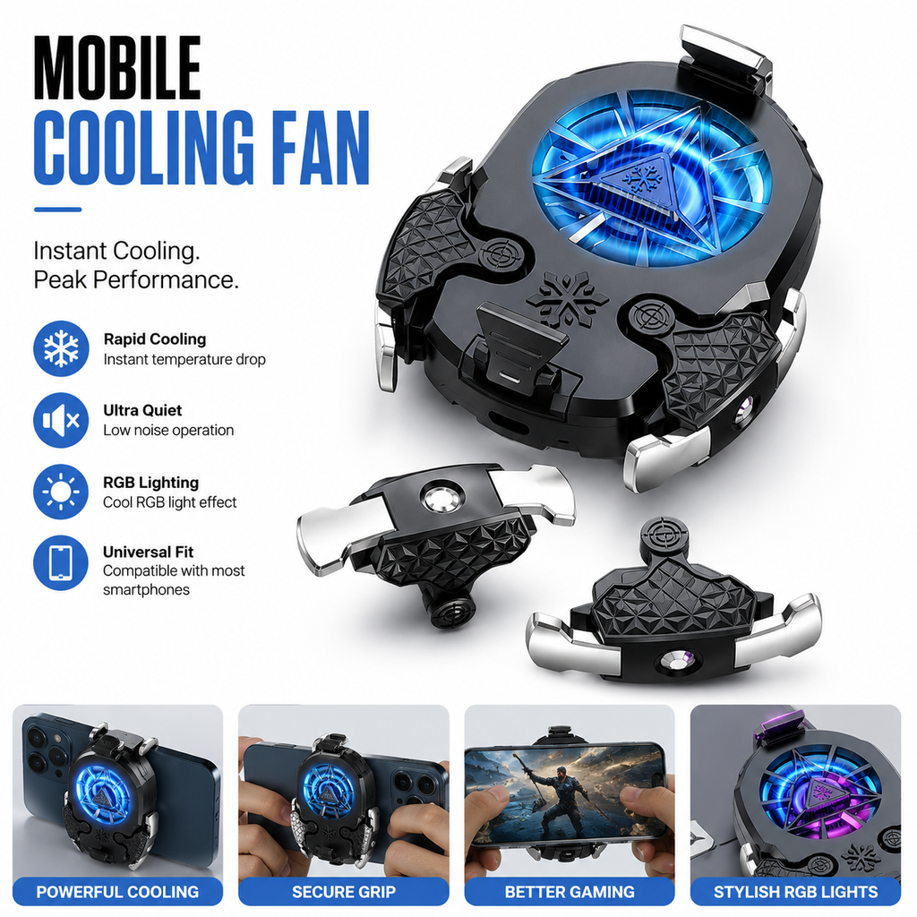 IceVolt™ RGB Phone Cooler – Fast Cooling Fan for Mobile Gaming
